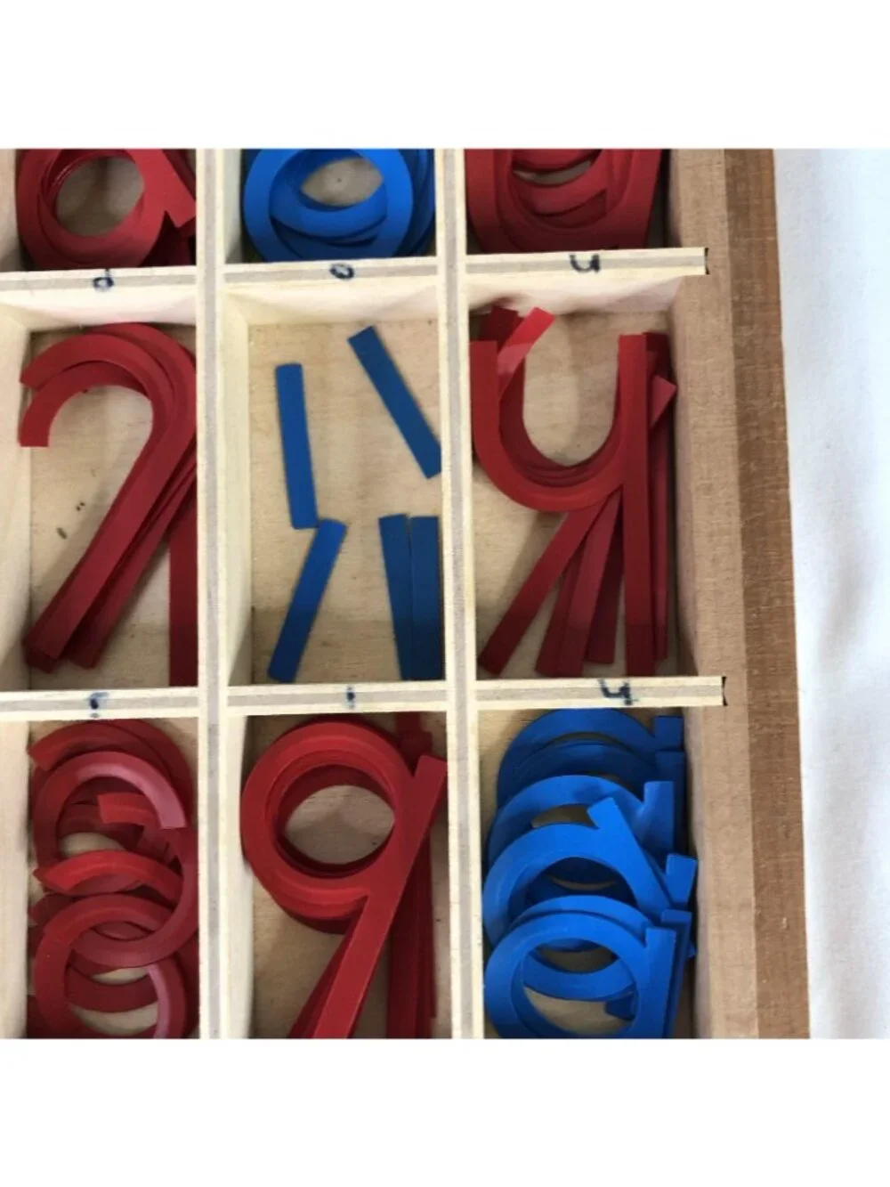 Montessori Movable Alphabet Letters Wooden Storage Box Red Blue Learning Toy
